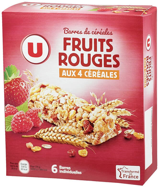 U Barre de céréales fruits rouges packshot