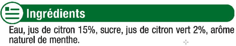 U Boisson sans alcool à base de jus de citron / citron vert arômatisée àla menthe,flash pasteurisé réfrigéré packshot