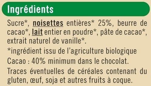 U Chocolat au lait et noisettes entières - tablette - 200g packshot