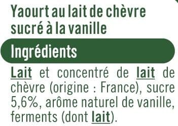 U Yaourt au lait de chèvre à la vanille 4x125g packshot
