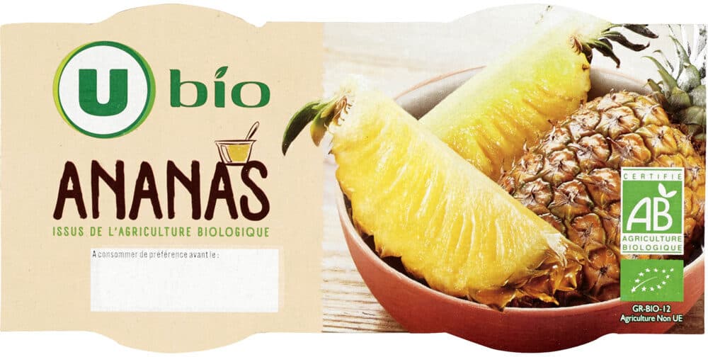 U Morceaux d'ananas au sirop bio packshot