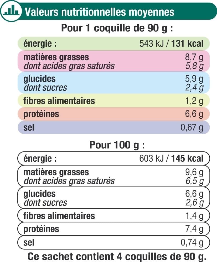 U Coquilles St Jacques MSC 30% noix cuisinées à la bretonne x4 - 360g packshot