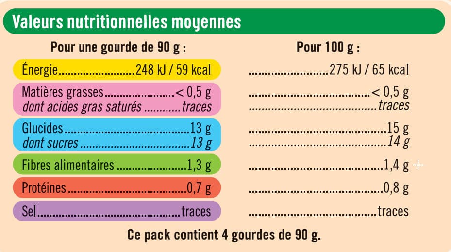 U Purée pomme banane sans sucres ajoutés 4 gourdes de 90g packshot
