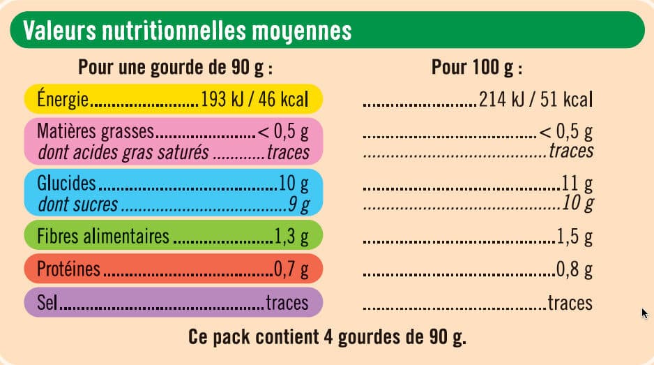 U Purée pomme fraise sans sucres ajoutés 4 gourdes de 90g packshot