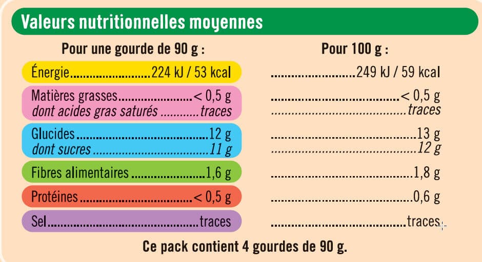 U Purée pomme mangue sans sucres ajoutés 4 gourdes de 90g packshot