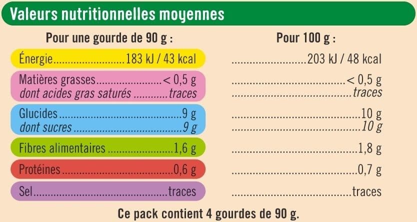 U Purée pomme abricot sans sucres ajoutés 4 gourdes de 90g packshot