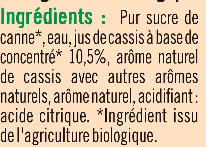 U Sirop cassis bouteille en verre de 50cl packshot