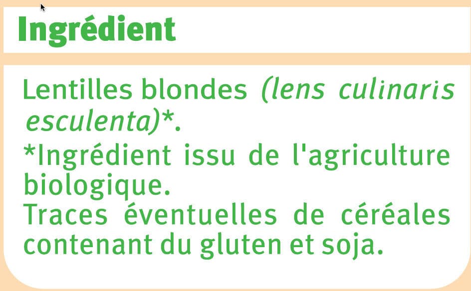 U Lentilles blondes, paquet de 500g packshot