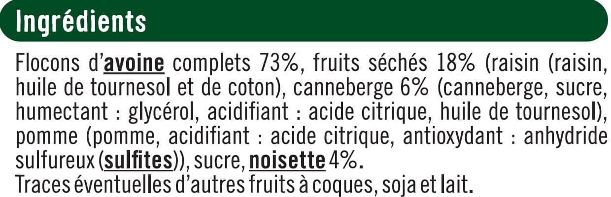 U Porridge aux noisettes & cranberries packshot
