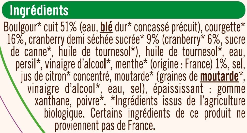 U Salade boulgour courgette et menthe packshot