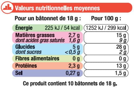 U Bâtonnet croustillant à la mozzarella et à l'emmental 14% de matière grasse packshot