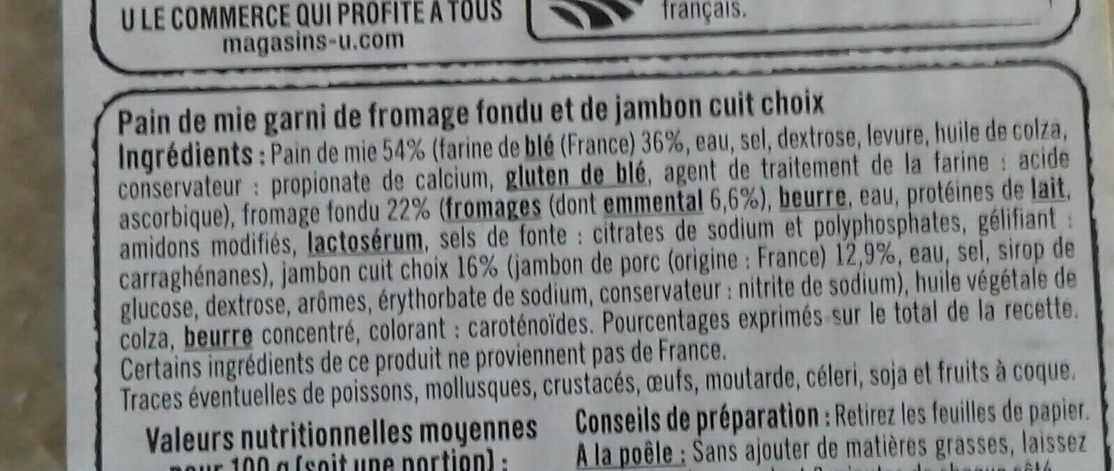 U Croque à poêler, jambon et emmental packshot