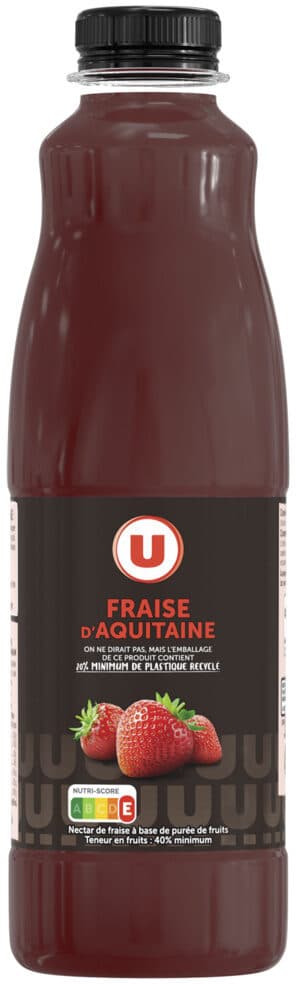 U Nectar de fraise d'Aquitaine "fruits de chez nous" bouteille de 1l packshot