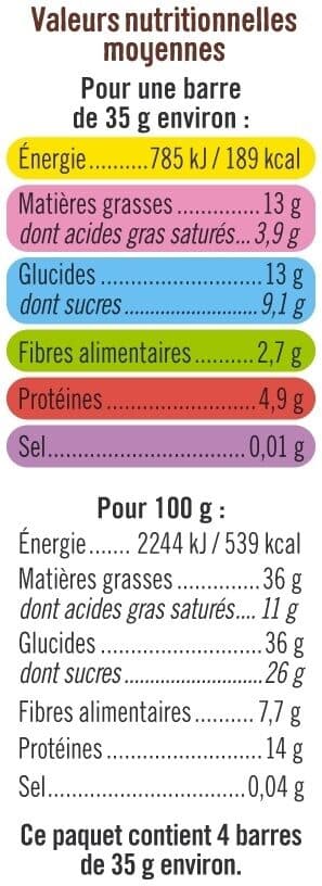 U Barres de céréales gourmandes cacahuètes chocolat, x4 - 140g packshot