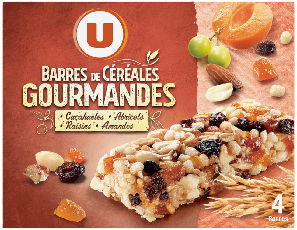 U Barres de céréales abricot cacahuètes 140g packshot