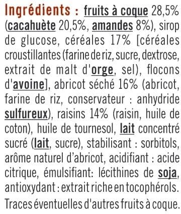 U Barres de céréales abricot cacahuètes 140g packshot