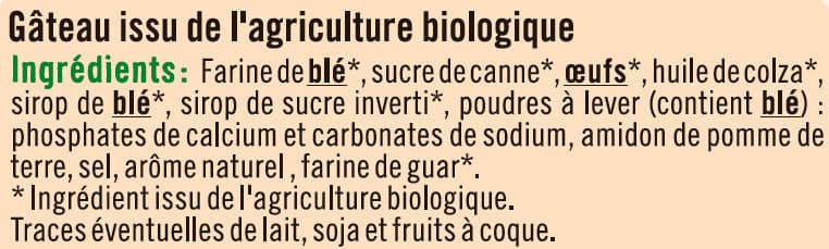 U Gâteau nature barre Bio packshot