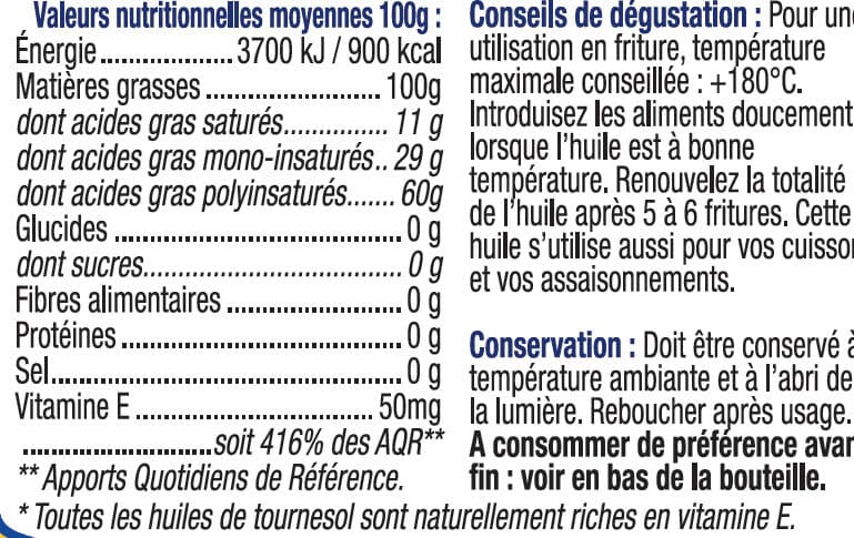 U Huile de tournesol Bouteille 50cL packshot