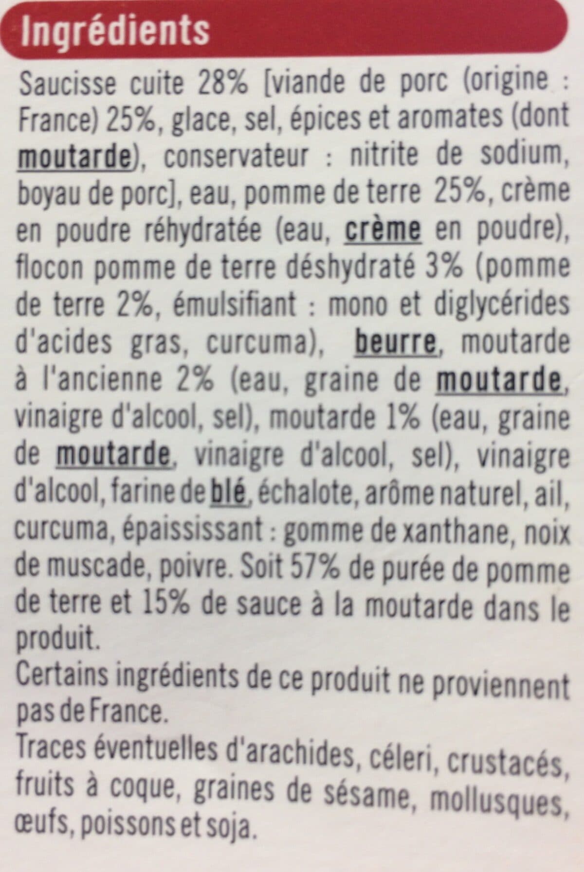 U Saucisses purée de pommes de terre sauce moutarde à l'ancienne packshot