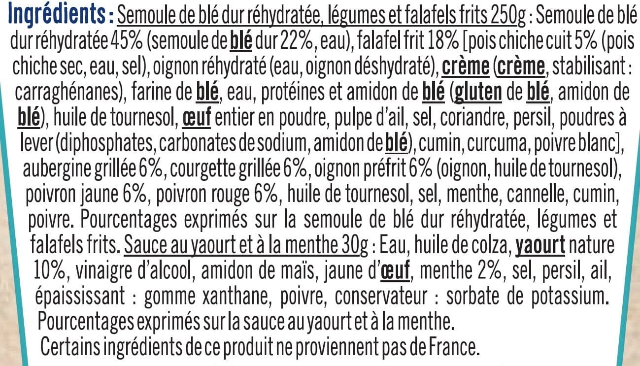U Oriental box semoule légumes et falafels packshot
