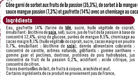 U Cônes sorbet mangue passion - X6 408G packshot