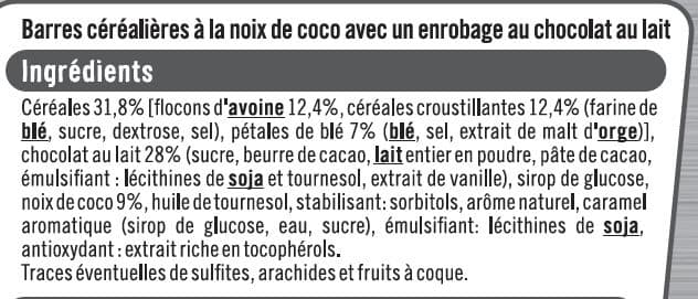 U Barres de céréales enrobées chocolat et à la noix de coco packshot