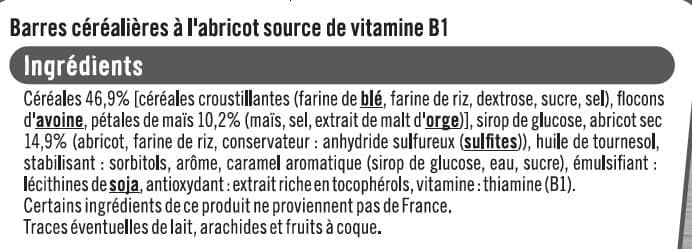U Barres de céréales aux abricots packshot