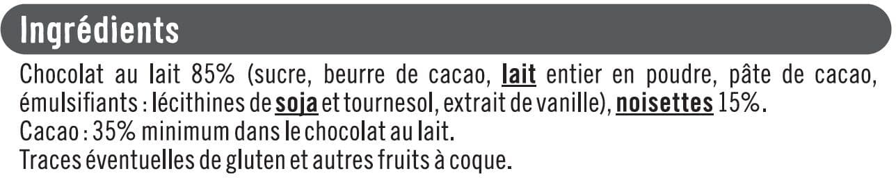 U Tablettes chocolat noisette packshot