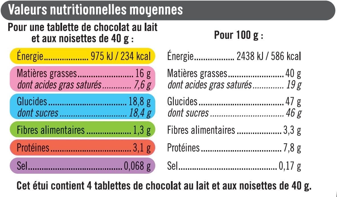 U Tablettes chocolat noisette packshot