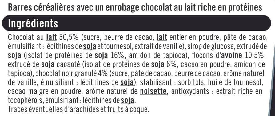 U Barres céréales protéinées chocolat, x6, 192g packshot