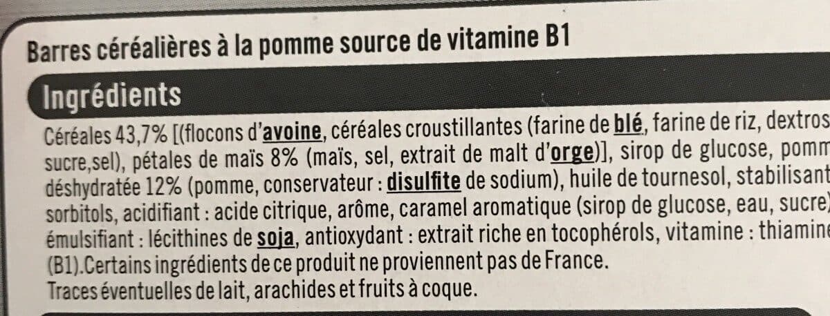 U Barres de céréales aux pommes packshot