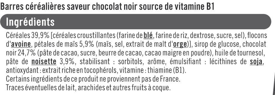U Barres de céréales énergie chocolat, x6, 126g packshot