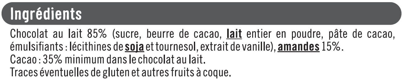 U Tablettes chocolat amande packshot