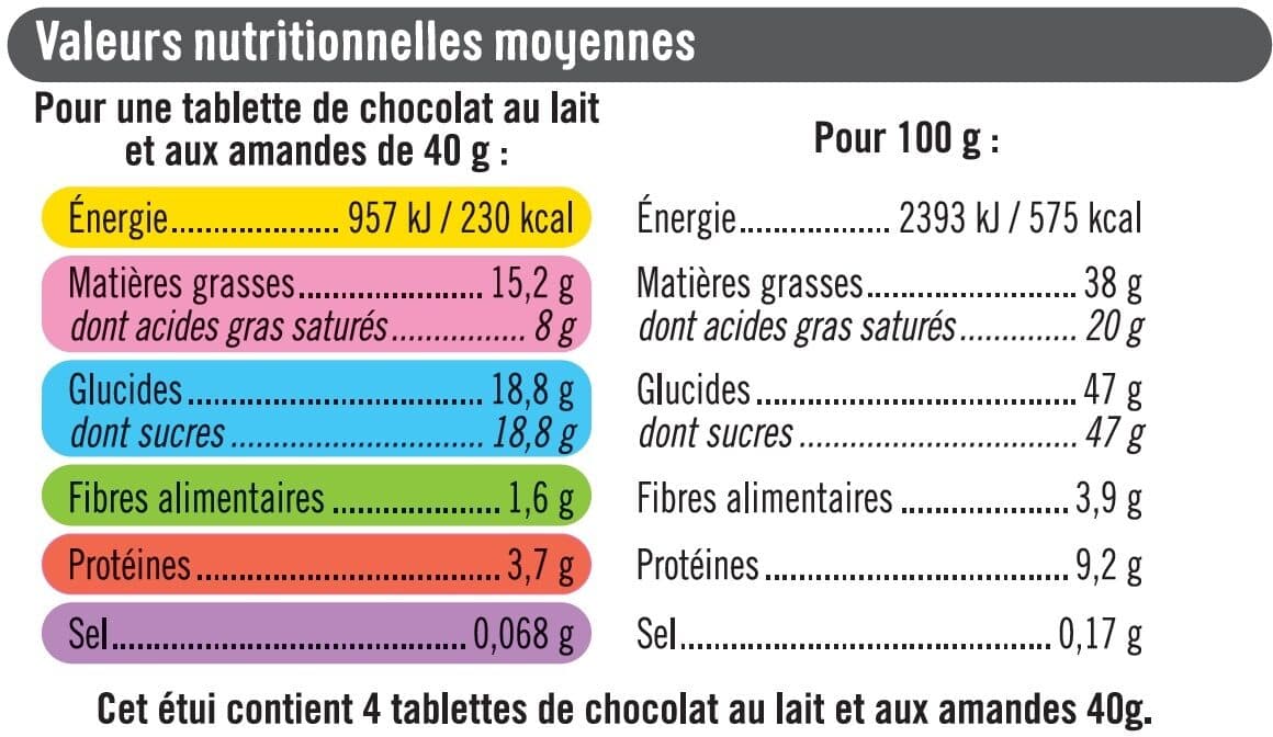 U Tablettes chocolat amande packshot