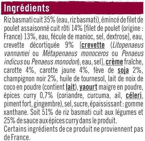 U Curry de poulet et crevettes 280g packshot