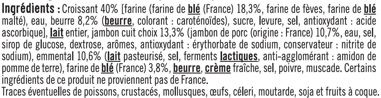 U U Croissant jambon et emmental sauce Mornay 2x150g packshot