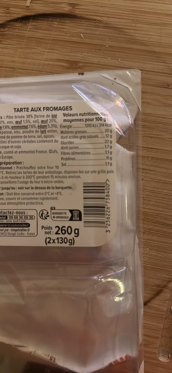 U Tarte aux fromages x2 - 260g packshot