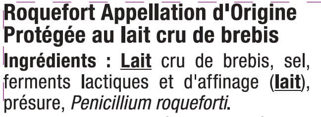 U Fromage au lait cru de brebis AOP Roquefort 32% de matière grasse tranche de 100g packshot