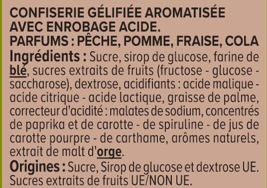 U Bonbons longs gélifiés qui piquent 200g packshot