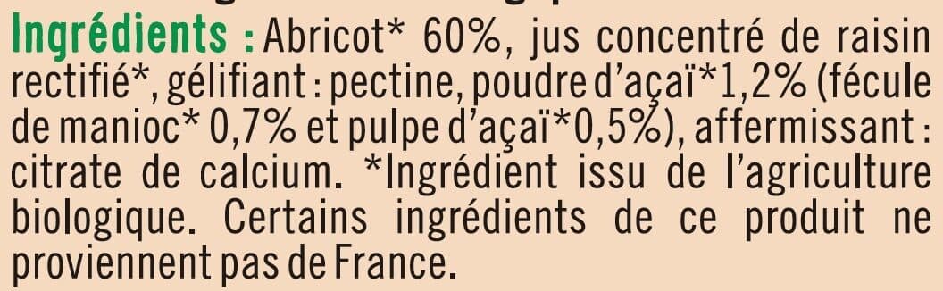 U Préparation aux fruits abricots et açaï packshot