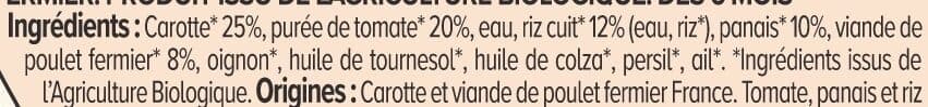U Plat bébé du midi Carotte, riz & poulet fermier, de6 à 12 mois - 2x200g - Repas bébé packshot