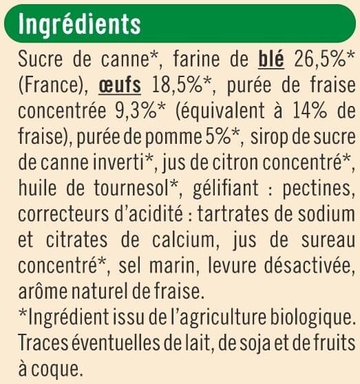 U Gâteaux Barquettes bio à la fraise paquet 120g packshot