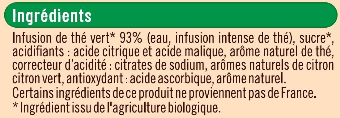 U Infusion de thé vert saveur citron citron vert packshot