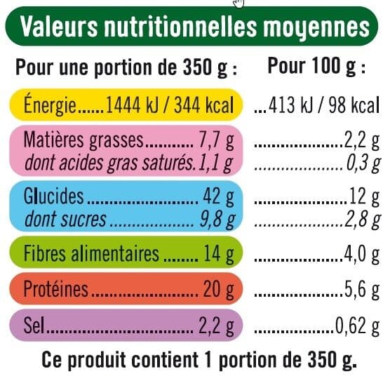 U Lentilles vertes boulgour légumes cuisinés à l'orientale packshot