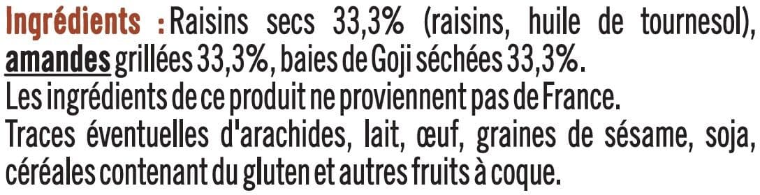 U Snacking goji amandes raisins sachet de 40g packshot