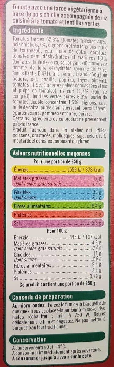 U Tomates farcies bon et végétariens packshot