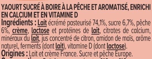 U Yaourt à boire aromatisé pêche et framboise 8x100g packshot