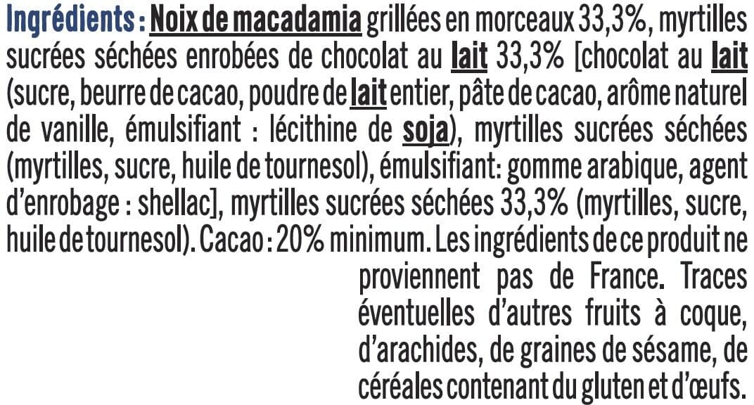 U Snacking choco myrtille & macadamia sachet de 40g packshot
