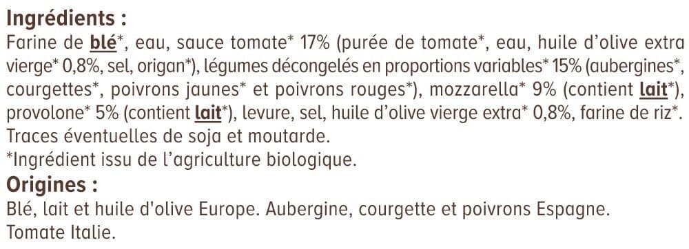 U Pizza aux légumes , 380g packshot