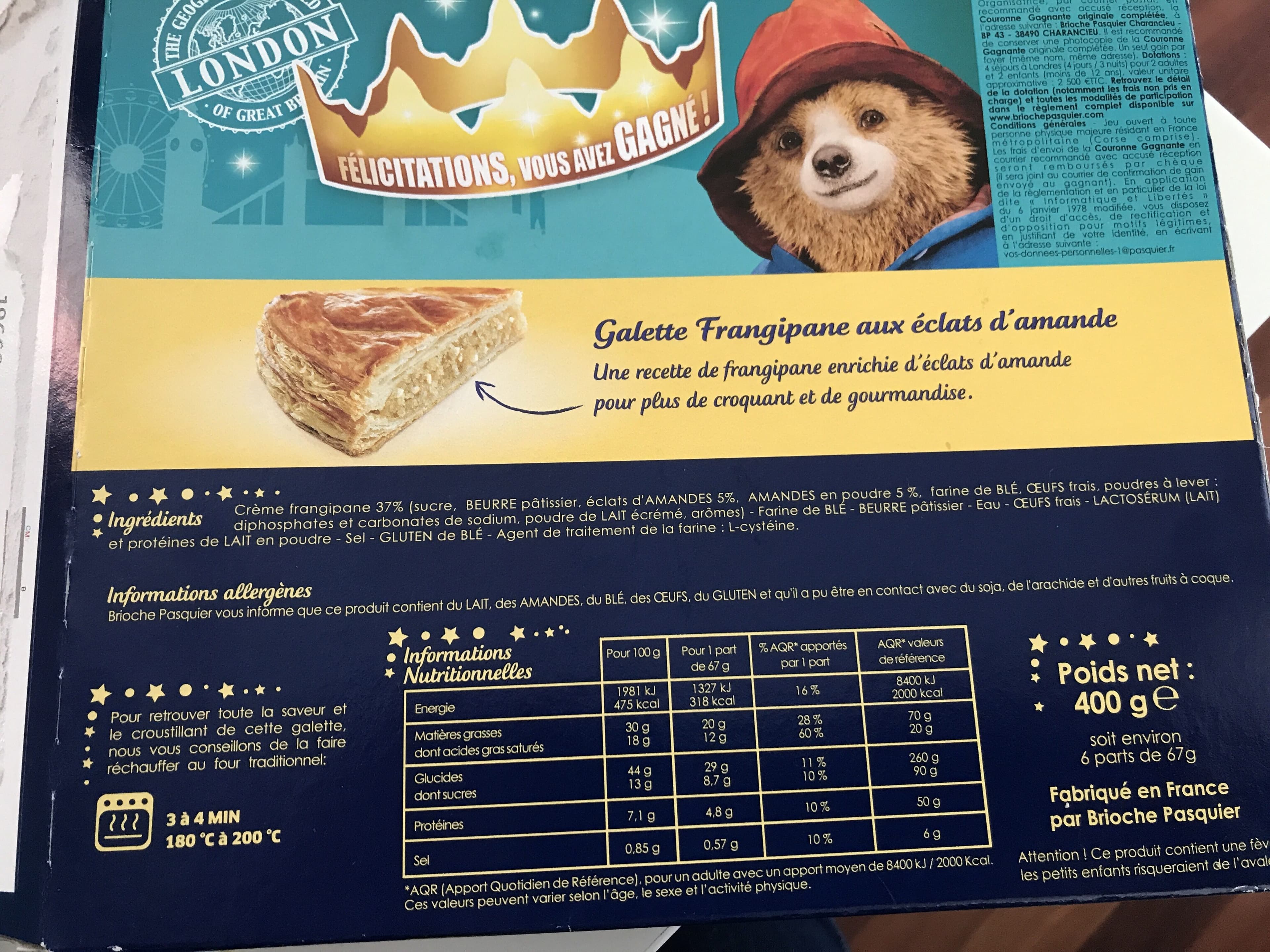 Pasquier Galette des rois frangipane eclats d'amandes packshot